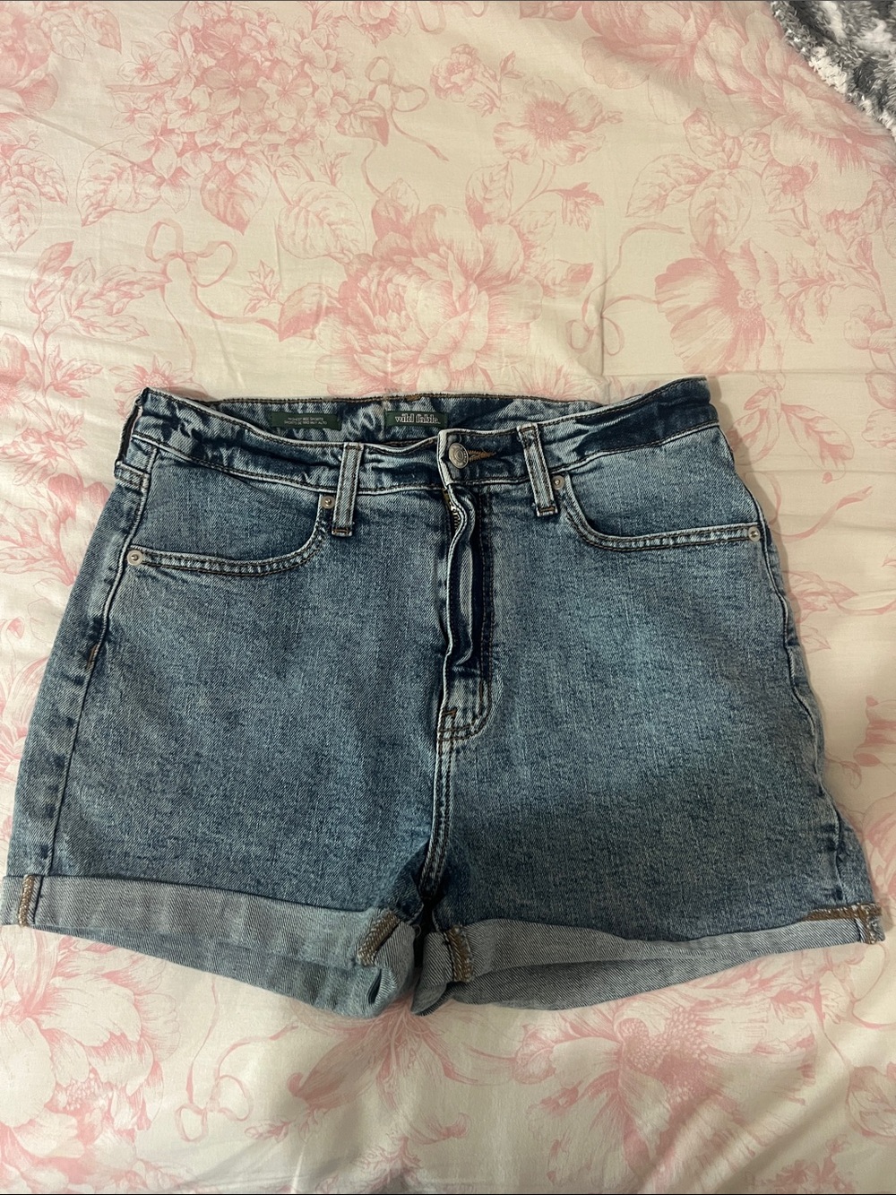 wild fable Light Wash High-Rise Rolled Hem Denim Shorts